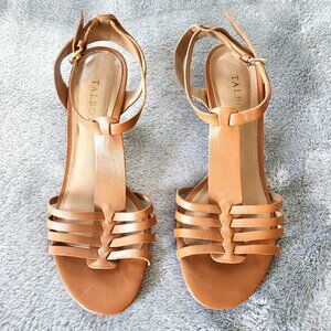 Talbots Genuine Leather Woven Strap Caramel Sandals